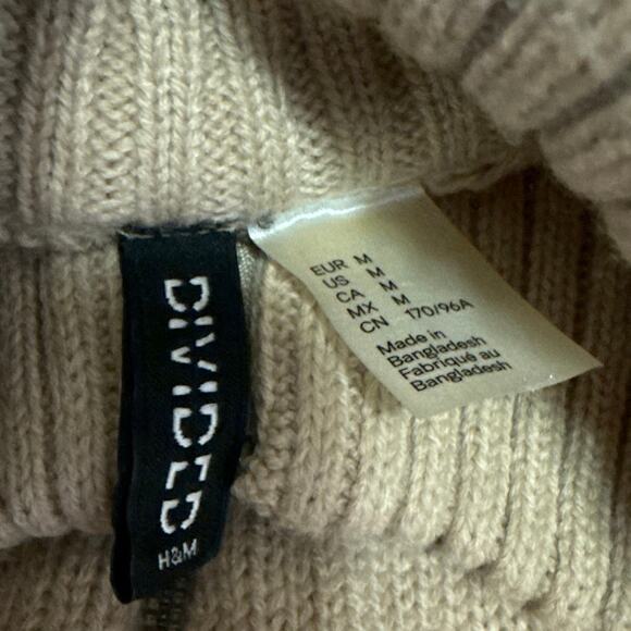 Divided by H&M Tan Nude Ribbed Knit Full Zip Cozy Cardigan Sweater Top Size M - Picture 3 of 4